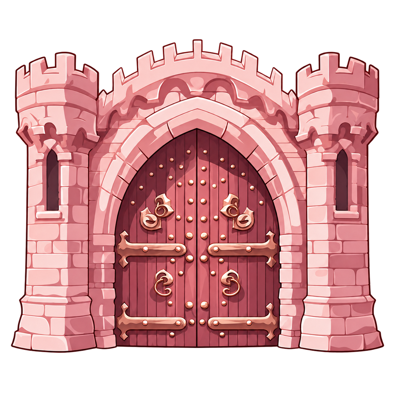 Closed pastel-pink castle gate